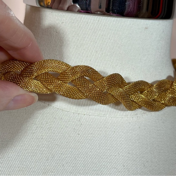 Vintage 80 90 Retro Thick Wide Mobwife Maximalism Gold Chocker Necklace - Picture 3 of 15